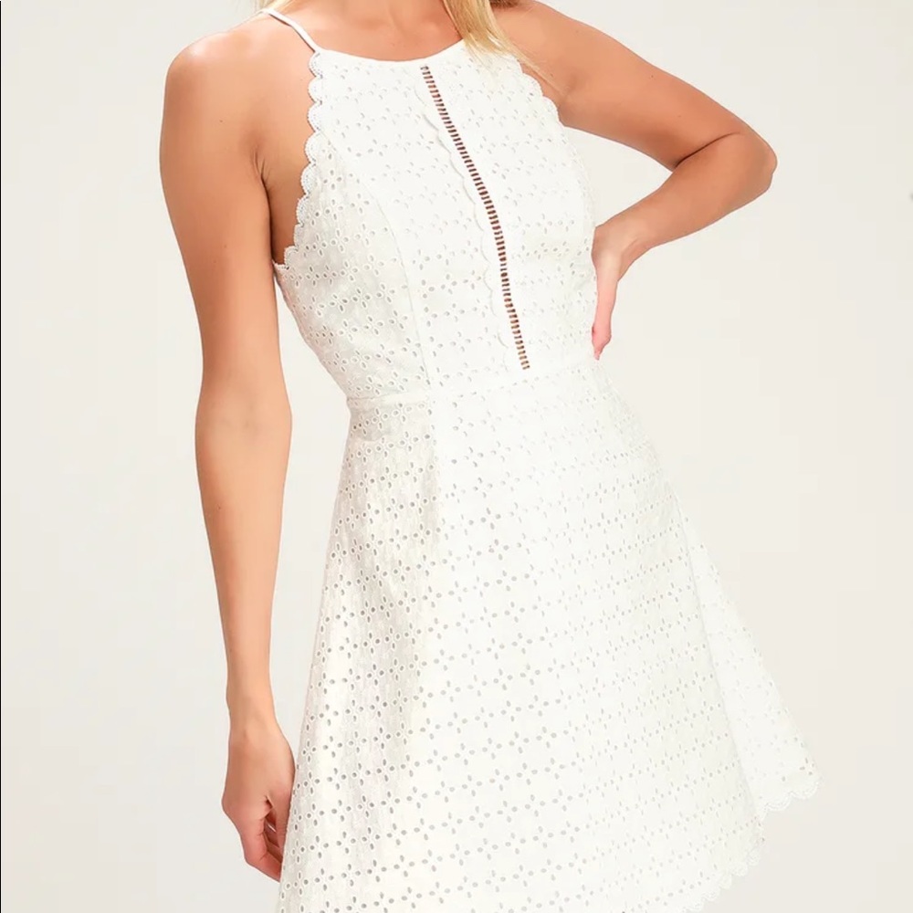 Lulus “Let Your Heart Go White Eyelet Mini Dress” - Picture 2 of 5